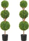 VEVOR Buxus Bol Kunstmatig 122cm hoog Tuin Deco Buxus in Bloempot Kunstmatige Buxus Bol Kunstmatige Plant gemaakt van PE, Hout, PP incl. 2 st. Decoratieve LED-lampjes en 10 st. Reserve bladeren