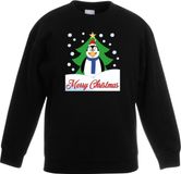 Bellatio Decorations Kersttrui Merry Christmas pinguin zwart kinderen 14-15 jaar (170/176)