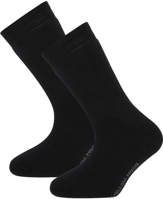 Sockshouse Yellowmoon 2-paar Badstof kinder sokken - Warme winter kinder sokken - Huissokken - Bedsokken - Maat 34 - Zwart