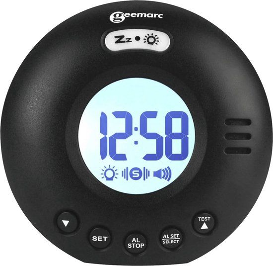 Geemarc Wake & Shake Voyager - Reiswekker - Zwart - Trilalarm - 75dB - Slechthorenden