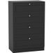 Commode Altino 4 tiroirs, Chambre, Rangement vêtements, Meuble, 99x65x36cm, Noir