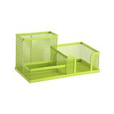 Leviatan Bureau-organizer, pennenhouder, bureau-pennenkoker, tafel-organizer van metaal, bureauplank met notitiehouder, mesh, 205 x 103 x 98 mm, limoenkleuren