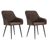 Soof&Tess – Set van 2 Bergamo-eetkamerstoelen – bruin – fluweel – industrieel – met armleuning – gemakkelijk te reinigen stoffen – hoge kwaliteit