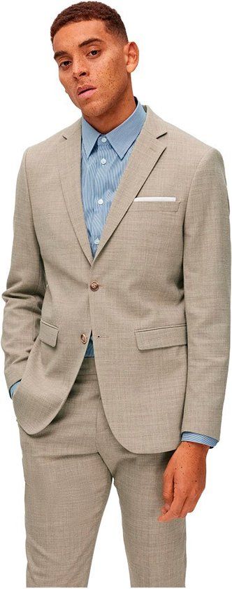 SELECTED MEN Slhslim-oasis Linen Blz Noos Blazer Heren - Zand - Maat 48
