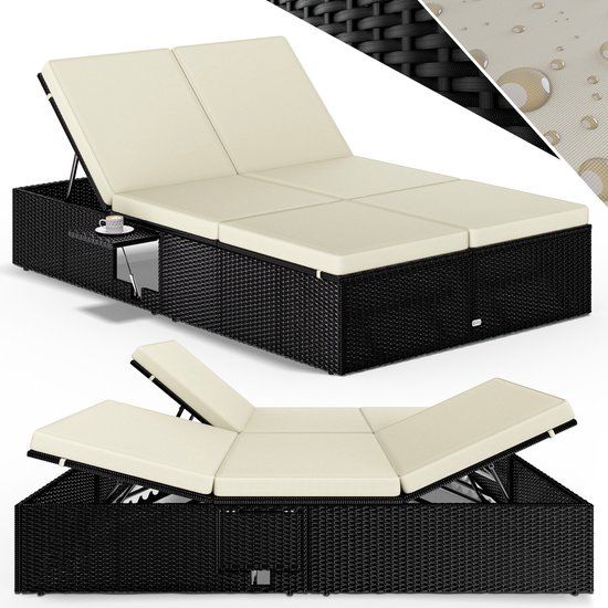 Casaria Ligbed - Tweepersoons Verstelbaar 200x115 - Zwart Crème