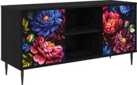 vidaXL Tv-meubel KIEL 102 x 33 x 51 cm Zwart eiken Bewerkt hout