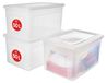 Iris Ohyama, Set van 3, Opbergdozen, 50 L, doorzichtig, stapelbaar, woonkamer, slaapkamer - Modular Clear Box MCB-50 - Transparant