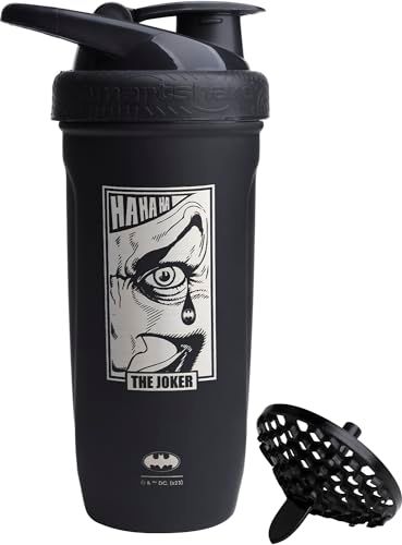 Smartshake Justice League Reforce Proteïne Shaker Roestvrij Staal | Batman Logo Proteïne Shaker Fles 900ml, DC Comics | Sportfles | Roestvrijstalen Waterfles, Joker logo