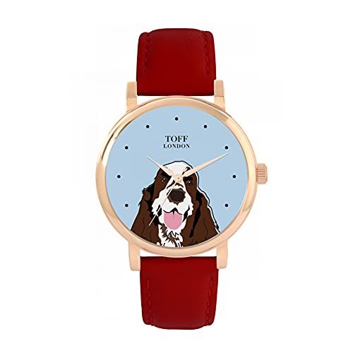 Toff London Bruin Wit Cocker Spaniel Hoofd Hondenhorloge - 5059656645092