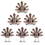 MorTime Turkije theelicht kandelaars, Thanksgiving tafelblad zittend Turkije theelicht kandelaars, decoratieve brons afgewerkte metalen kalkoenhouders set voor Thanksgiving decoraties (6 stuks)