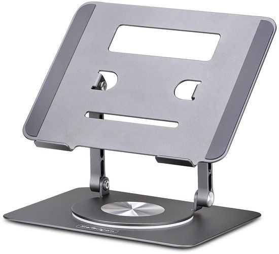 StarTech Draaibare Laptopstandaard, 360 Roterende Laptophouder, In Hoogte Verstelbaar/Kantelbaar, Tablet Riser, Max 5kg, Aluminium, Zilver