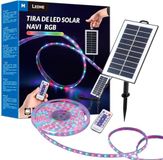 M Ledme Ledstrip voor buiten, IP68, waterdicht, 5 m, 300 leds, meerkleurig, met installatieset voor zonnepaneel, voor tuin, huis, decoratief