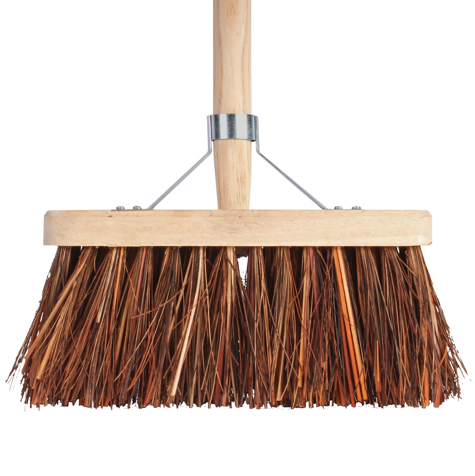 Talen Tools Bezem 28cm breed natuurvezel haren 140cm steel