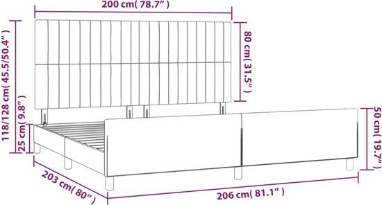 vidaXL Bedframe Stof Donkergrijs 200x200 cm