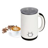 Avilia Elektrische melkopschuimer met antiaanbakoppervlak, elektrische melkopschuimer van wit roestvrij staal, 280 ml, afneembare bodem, stille werking, elektrische cappuccino-machine, 550 W