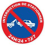Autocollant rigide et rond panneau de sécurité – autocollant laminé auto-adhésif résistant à l'eau et aux UV – pas 24h/24 et 7j/7 – diamètre 24 cm