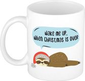 Bellatio Decorations Koffiemok - Wake me up - 300 ml - Keramiek - Wit