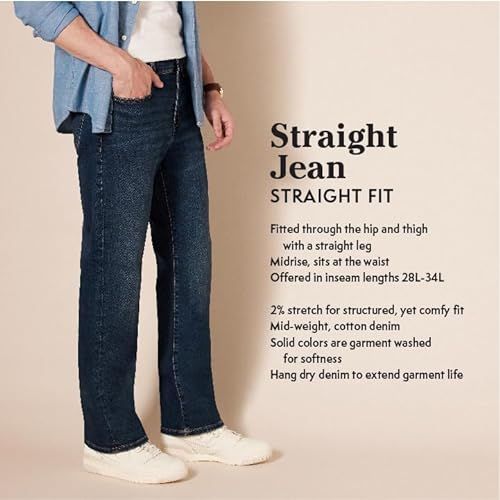 Amazon Essentials Straight-Fit Stretch Jeans - Donkere Vintage - 31W / 28L