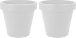 Merkloos Plantenpot/bloempot - kunststof - 2x - wit - H18 x D20 cm - binnen/buiten