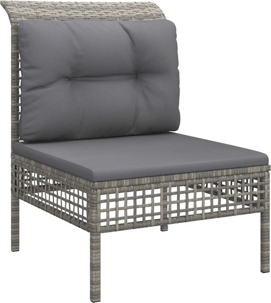 vidaXL 9-delige Loungeset met kussens poly rattan grijs