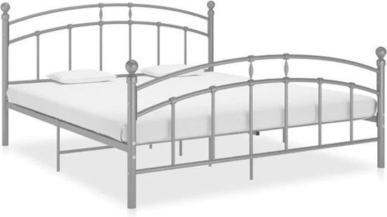 vidaXL Bedframe metaal grijs 180x200 cm