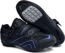 RAMBUX RAMBUX® - Fietsschoenen - MTB Schoenen Heren & Dames - Zwart Blauw - Platte Zool - Wielrenschoenen - Klikschoenen - Mountainbike - Racefiets - Maat 45