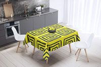 Bonamaison Tafelkleed, Anti-Mold, Sneldrogend, Waterdicht, 100% Polyester Tafellaken, Neon Geel, Rook, 140 x 140 Cm