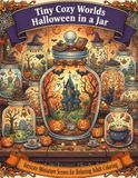 Tiny Cozy Worlds Halloween in a Jar: Intricate Miniature Scenes for Relaxing Adult Coloring