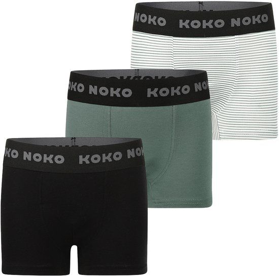 Koko Noko Jongens 3-Pack Boxershorts - Donkergroen