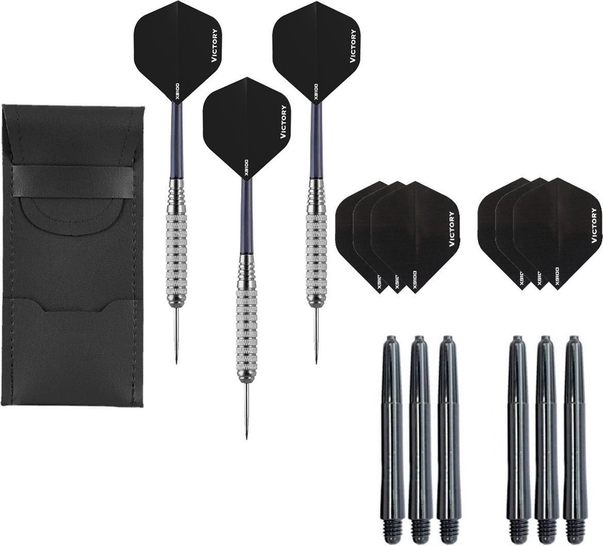 Dragon da Dragon darts – Victory Silver Star - 24 gram - dartpijlen – inclusief 3 sets (9 stuks) – darts shafts – en 3 sets (9 stuks) – darts flights