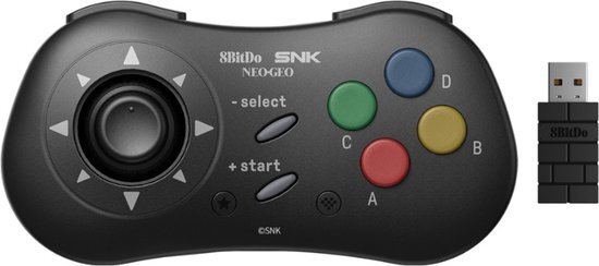 8Bitdo NEOGEO Wireless Controller for Windows, Android, and NEOGEO mini with Classic Click-Style Joystick - Officially Licensed by SNK (Black Edition)