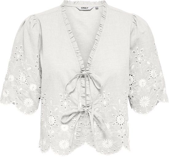 ONLY ONLMIFFY Blouse V-hals Korte Mouw Katoen L Cloud Dancer