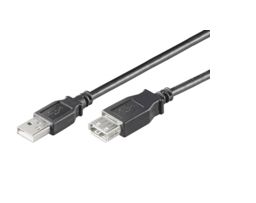 MicroConnect USB 2.0 Kabel - USB A Male/Female - 5m - Zwart