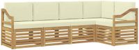 vidaXL - Bank loungeset - 5 zitplekken - Wit en crèmekleurig - Polyester