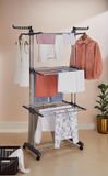 Merkloos Sèche-linge pliable, Argent, Plastique, hauteur réglable, avec roulettes