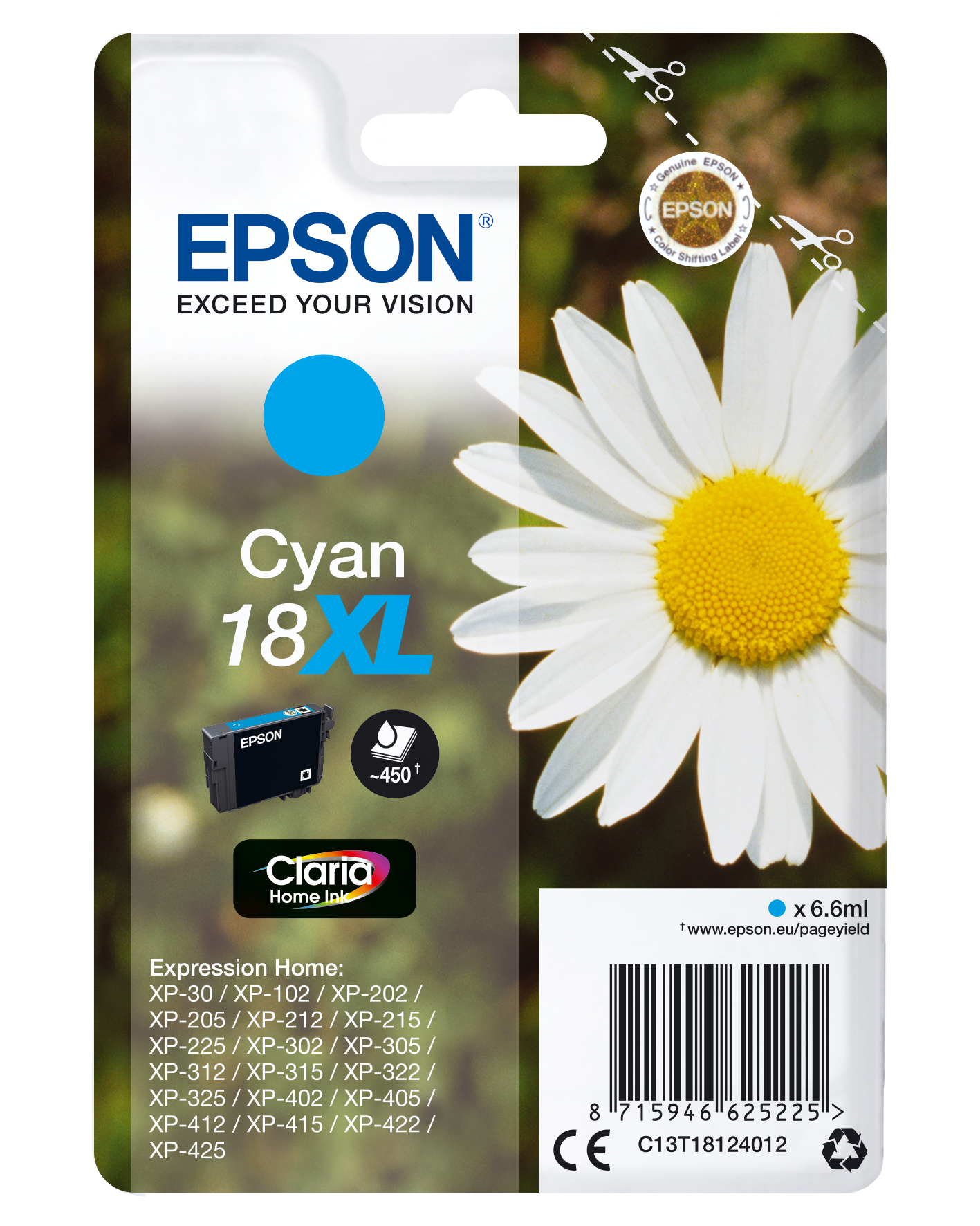 Epson Daisy Claria Home Ink-reeks single pack / cyaan