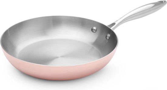 HENDI Stijlvolle koperen koekenpan - 3-ply techniek - Ø 240 mm - Geschikt voor inductie