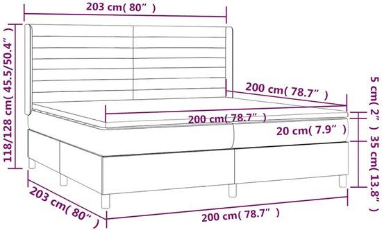 vidaXL Boxspring met matras stof zwart 200x200 cm
