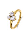 Lucardi Dames Stainless steel ring met zirkonia voor dames - Ring - Staal - Goudkleurig - 15 / 47 mm
