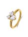 Lucardi Dames Stainless steel ring met zirkonia voor dames - Ring - Staal - Goudkleurig - 15 / 47 mm