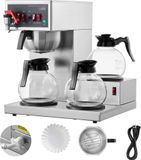 StarTech Commerciële filterkoffiemachine - 3 glazen kannen - 12 kopjes - Krachtige koffiemachine - Professionele koffiemachine voor cafés en restaurants