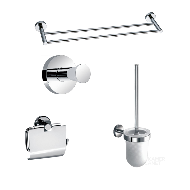 Badkamerplanet Toilet Accessoire Set Rond Chroom - Messing - 80mm