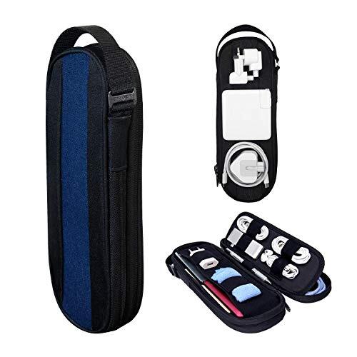 Side by Side SIDE BY SIDE_POWER PACKER Travel Tech Pouch Organiser - Electronics & Cord Case - Cables & EDC Gear Bag (Denim)