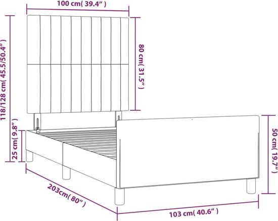 vidaXL Bedframe fluweel donkergroen 100x200 cm