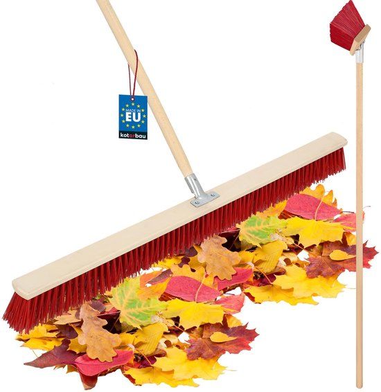 KOTARBAU® Bezemkop, Straatbezem, 105 cm, Veegbezem, Buitenbezem, Harde Nylonborstels, Tuinbezem, Stevige Straatbezem, Harde Bezem voor Buiten, met Steel, Hout, PVC