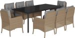 vidaXL 9-delige Tuinset met Kussens, Beige, Polyrotan