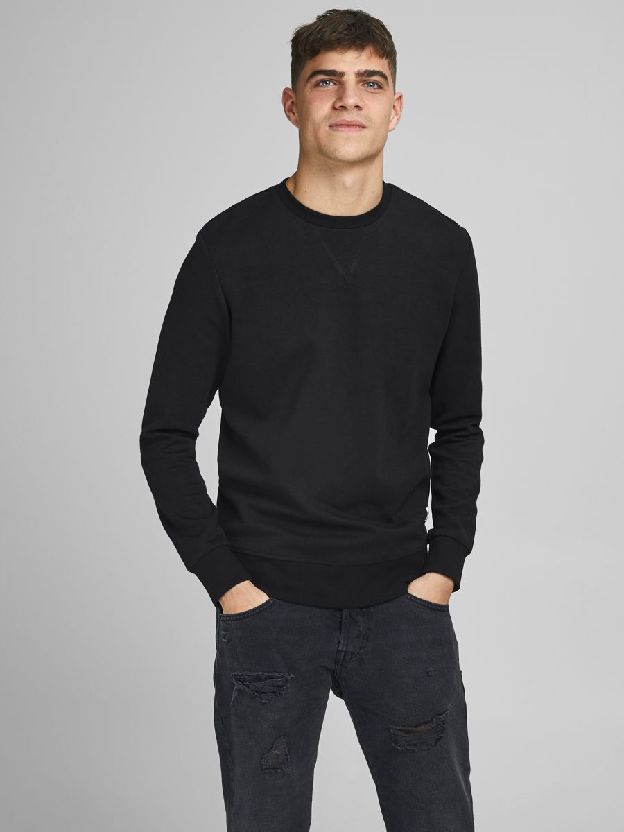 JACK & JONES JJEBASIC SWEAT CREW NECK NOOS Heren Trui - Zwart - XXL