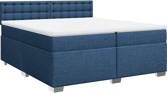 vidaXL Boxspring met matras Stof Blauw 200x200 cm
