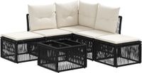 vidaXL Tuinbank - Set - 6 - st - Zwart - poly - rattan
