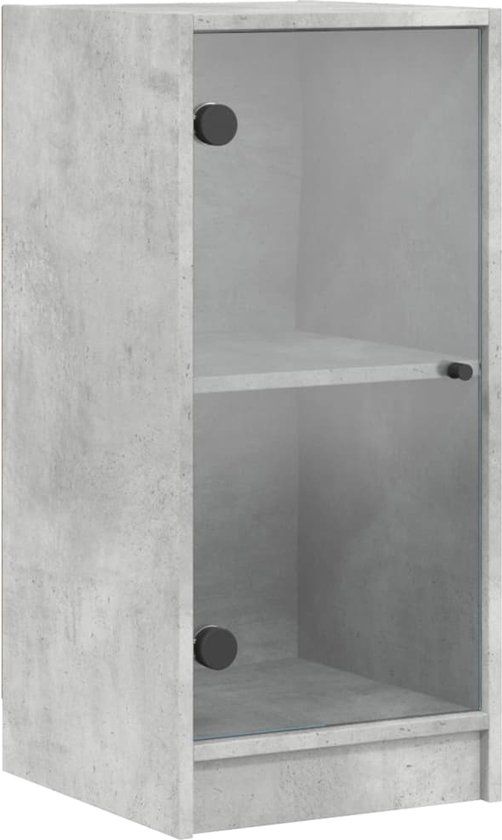 vidaXL Bijzetkast met glazen deuren 35x37x75,5 cm betongrijs